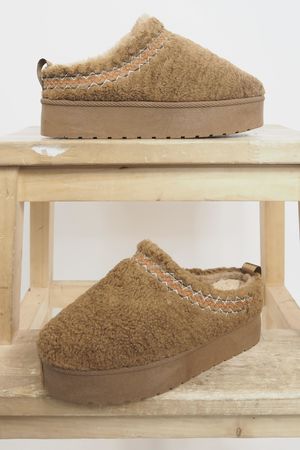 Laundry B Tazmin Flatform Shearling Slip On Chestnut