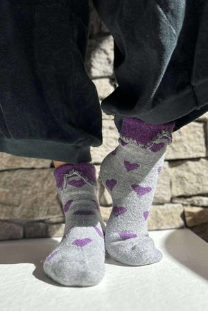Laundry B Terry & Wool Luxury Socks Heart Amethyst Grey