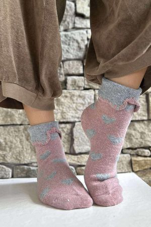 Laundry B Terry & Wool Luxury Socks Heart Dusky Rose Grey