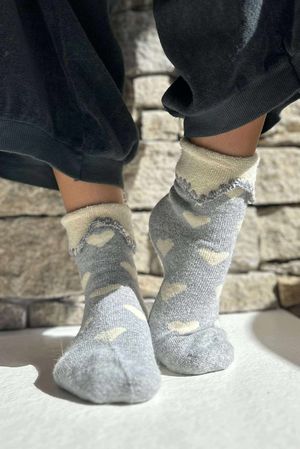 Laundry B Terry & Wool Luxury Socks Heart Grey Stone