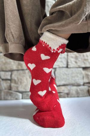 Laundry B Terry & Wool Luxury Socks Heart Red Stone