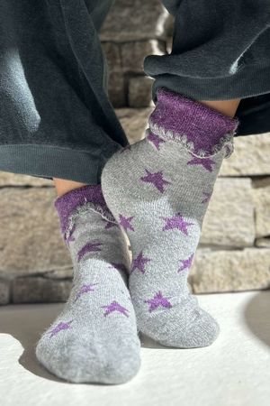Laundry B Terry & Wool Luxury Socks Star Amethyst Grey