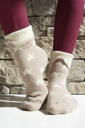 Laundry B Terry & Wool Luxury Socks Star Latte Stone