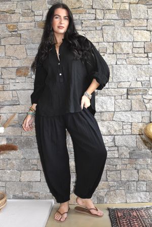 Annie Cushion Cotton Laurie Blouse Black 