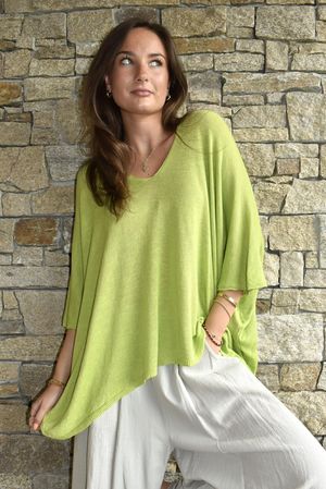 Linen Blend Slub Drape Knit Olive Zing