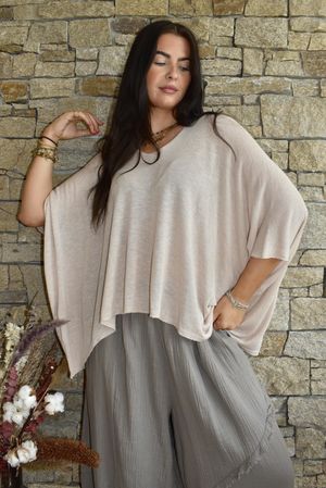 Linen Blend Slub Drape Knit Setting Plaster