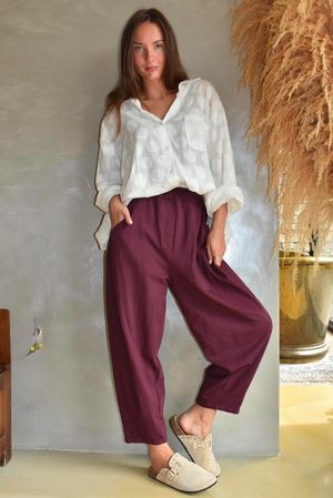 Lock Carrot Leg Trouser Aubergine