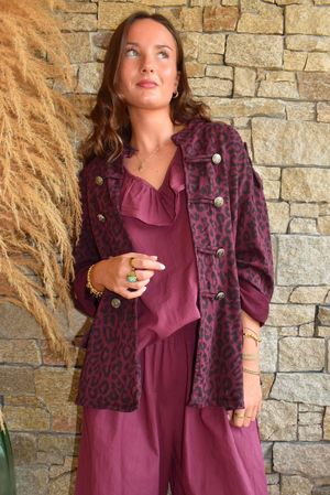 Lock Leopard Military Jacket Aubergine