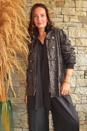Lock Leopard Military Jacket Coffee Bean