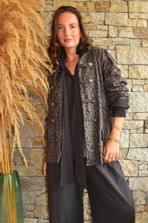 Lock Leopard Military Jacket Coffee Bean