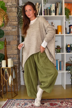 Lock Needlecord Shirring Barrel Pant Olive