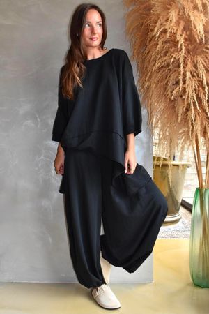Lock Panel Dip Side Sweatshirt Black