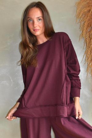 Lock Raw Seam Sweatshirt Aubergine