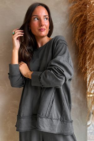 Lock Raw Seam Sweatshirt Charcoal