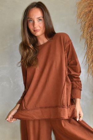 Lock Raw Seam Sweatshirt Rust