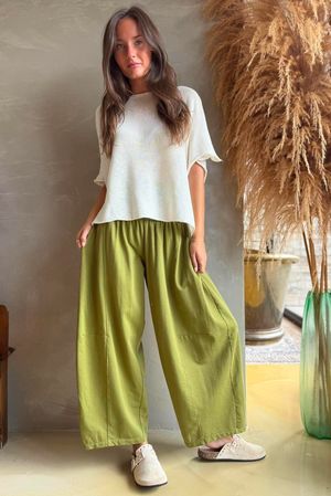 Lock Shirring Barrel Pant Olive