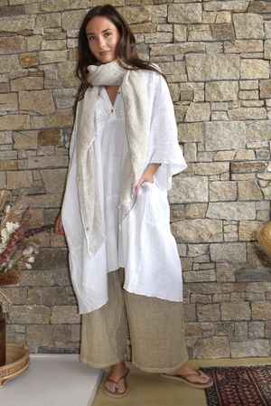 knee length dresses for ladies Romearno Linen Dress in Blue, Made In Italy By Feathers Of Italy One S main image 1