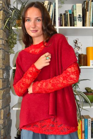 Love Lace Body Skim Top Rouge