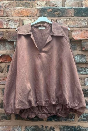Mabel Sleeveless Bubble Blouse Chocolate