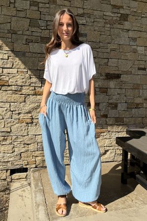 Made in Italy Basso Shirring Waist Balloon Pant Mocha -