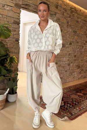 Made in Italy Bateau Needlecord Shelby Cocoon Pant Stone - 