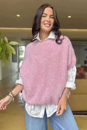 Made in Italy Big Softie Cap Sleeve Knit Top Blossom