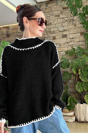  Big Softie Whipstitch Knit Jumper Black 