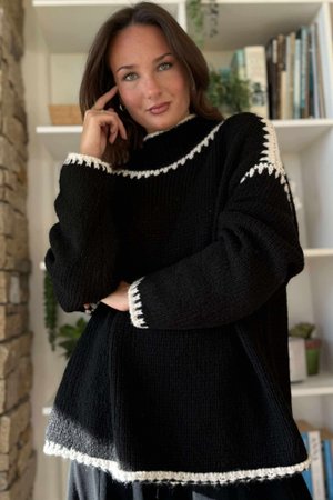  Big Softie Whipstitch Knit Jumper Black /1 ** 