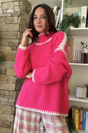  Big Softie Whipstitch Knit Jumper Bubblegum - /4