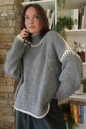  Big Softie Whipstitch Knit Jumper Slate - /4
