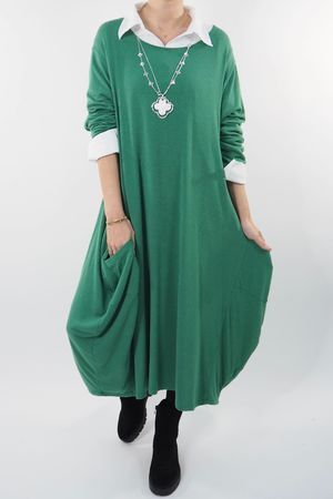 Made in Italy Chalet Classic Cocoon Knit Dress Plant Green 
