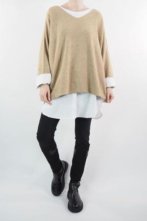 Made in Italy Conrad 24 Slouch Knit Camel Marl