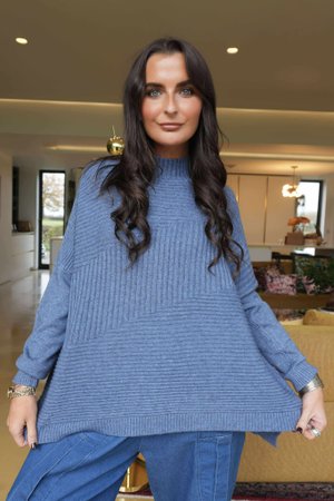 Charli Turtle Ribby Knit Top Airforce /10=