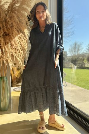 Made in Italy Darra Souk Dress Washed Indigo Denim