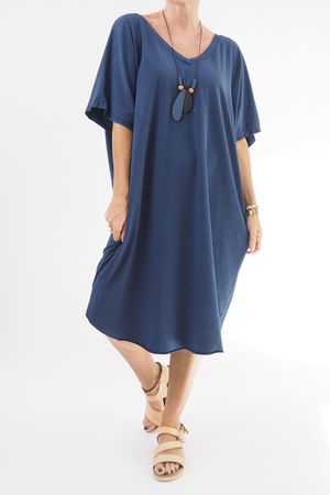 Made in Italy Double V Tee Shirt Dress Midnight *