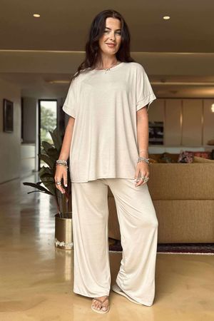 Made in Italy Essential Cap Sleeve Tee Stone