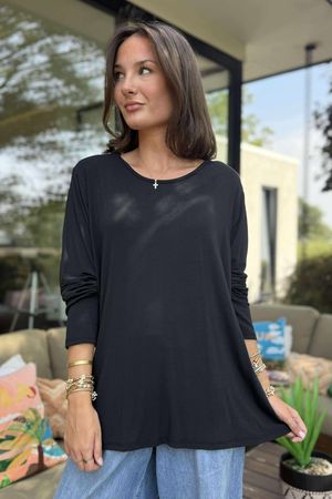 Made in Italy Essential Jersey Long Sleeve Top Black ` /15 *pre order due approx 1 week