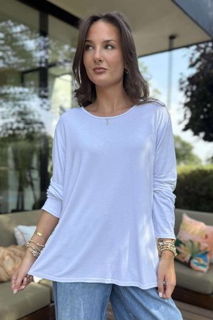 Made in Italy Essential Jersey Long Sleeve Top Cool White /15 *pre order due approx 1 week