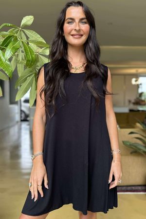 Made in Italy Essential Jersey Layering Swing Vest Black 