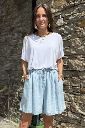 Essential Summer Chambray Eleanor Shorts Light Denim 