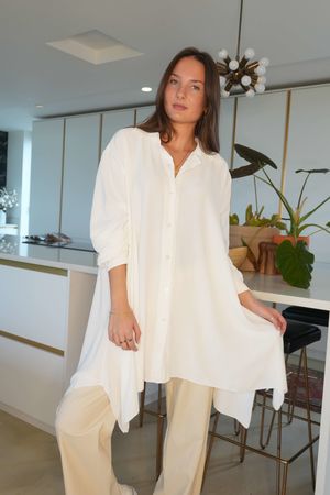 Made In Italy Fleetwood Fluid Dip Side Shirt White - 