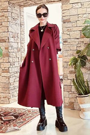 Made in Italy French Girl Classic Trench Coat Burgundy