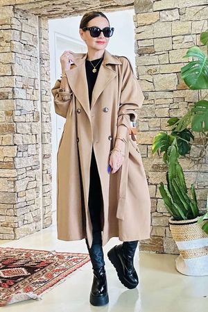 Made in Italy French Girl Classic Trench Coat Camel 
