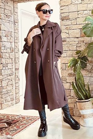 Made in Italy French Girl Classic Trench Coat Chocolate 