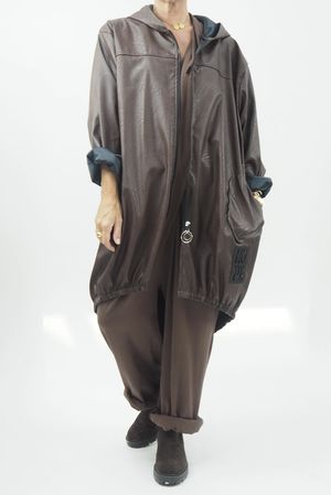 Made in Italy Hope Leather Look Parker Bitter Chocolate