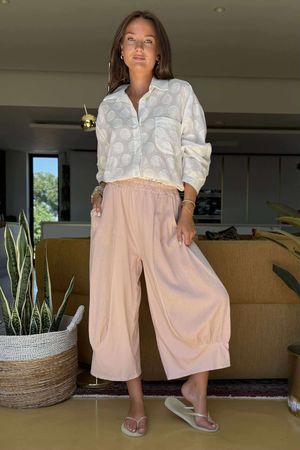 Made in Italy Jo Jo Quirky Hopsack Crop Pant Antique Rose 