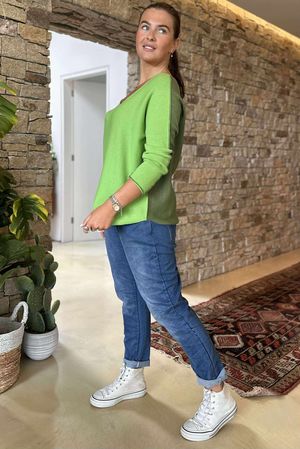 Made in Italy Juno Two Tone Knit Apple & Khaki