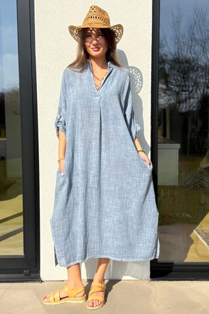 Made in Italy Kasbah Souk Dress Washed Denim /15 =