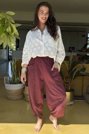Made in Italy Lagenlook Shelby Cocoon Pant Beetroot