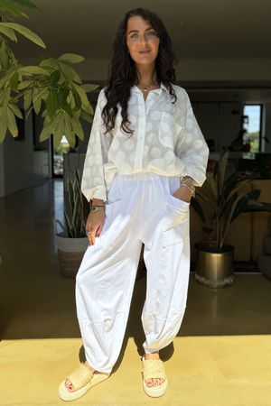 Made in Italy Lagenlook Shelby Cocoon Pant White 